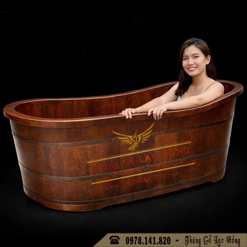 Bồn Tắm Gỗ Pơ Mu Giả Cổ Màu Hạt Dẻ