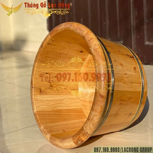 Thùng Gỗ Ngâm Chân Tuyết Tùng Bo Viền