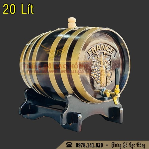Thùng Gỗ Sồi 20 Lít Giả Cổ Cao Cấp