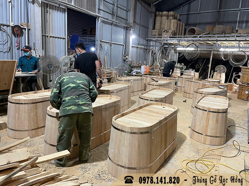 bồn tắm gỗ d&aacute;ng nằm