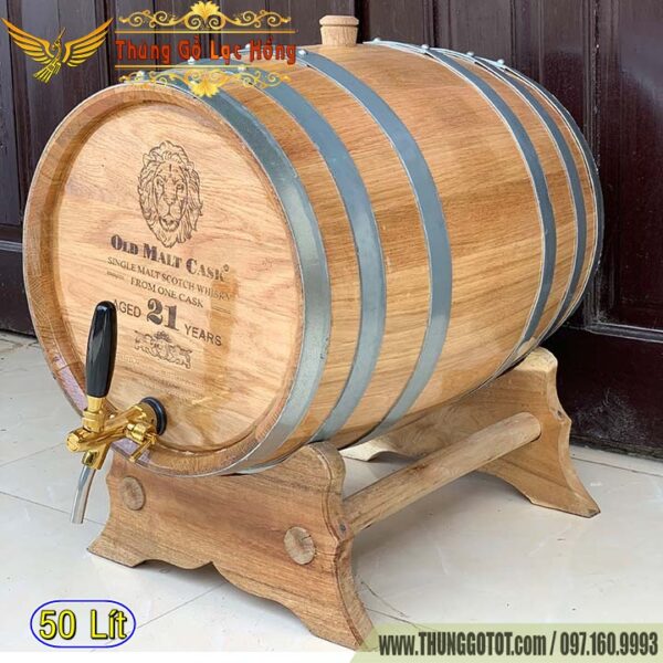 Thùng Gỗ Sồi 50 lít Đựng Rượu