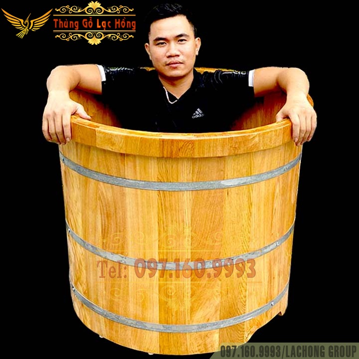 THÙNG TẮM THUỐC GỖ PƠ MU CAO CẤP VIỀN 2 LỚP