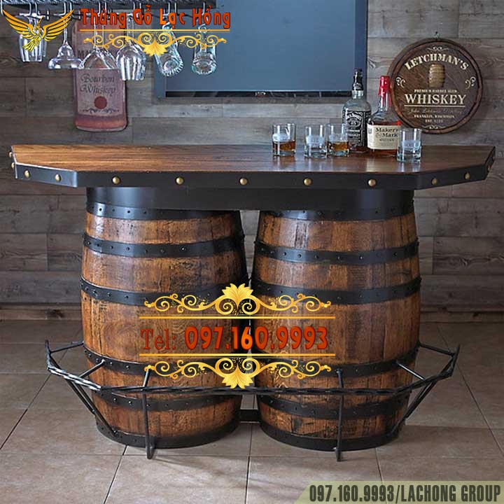 QUẦY BAR THÙNG RƯỢU GỖ