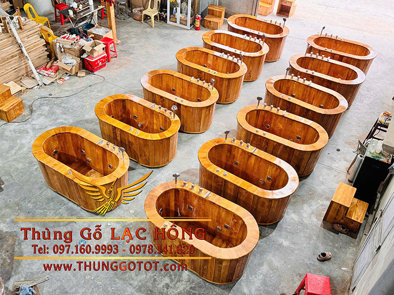 bồn tắm gỗ sục khí