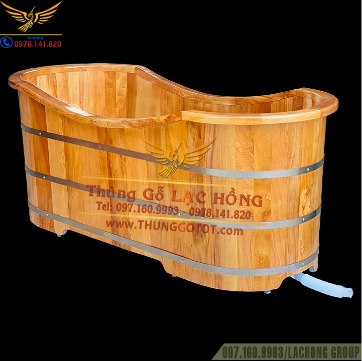 BÁN BỒN TẮM GỖ PƠ MU DÁNG NẰM BO VIỀN DÀI 155CM