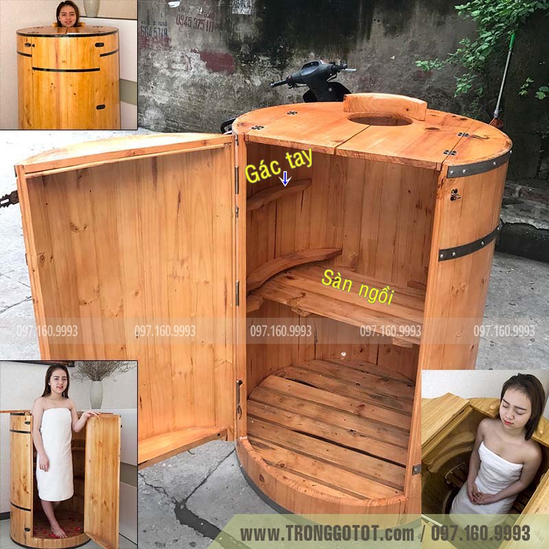 Bồn Xông Hơi Bằng Gỗ Dáng Ngồi