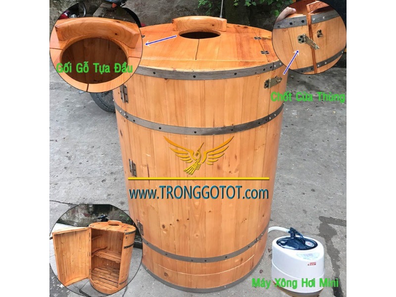 bồn tắm gỗ xông hơi hình tròn