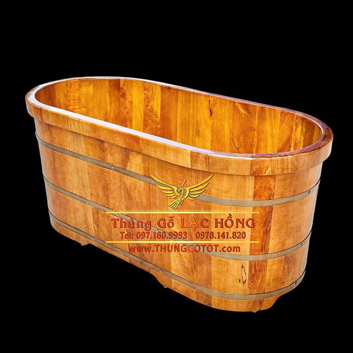 Thùng Tắm Gỗ Cao Cấp Dáng Nằm Dài 155cm - Bền 10 Năm